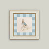 Checkered Biking Bunny Framed Art - 5x5