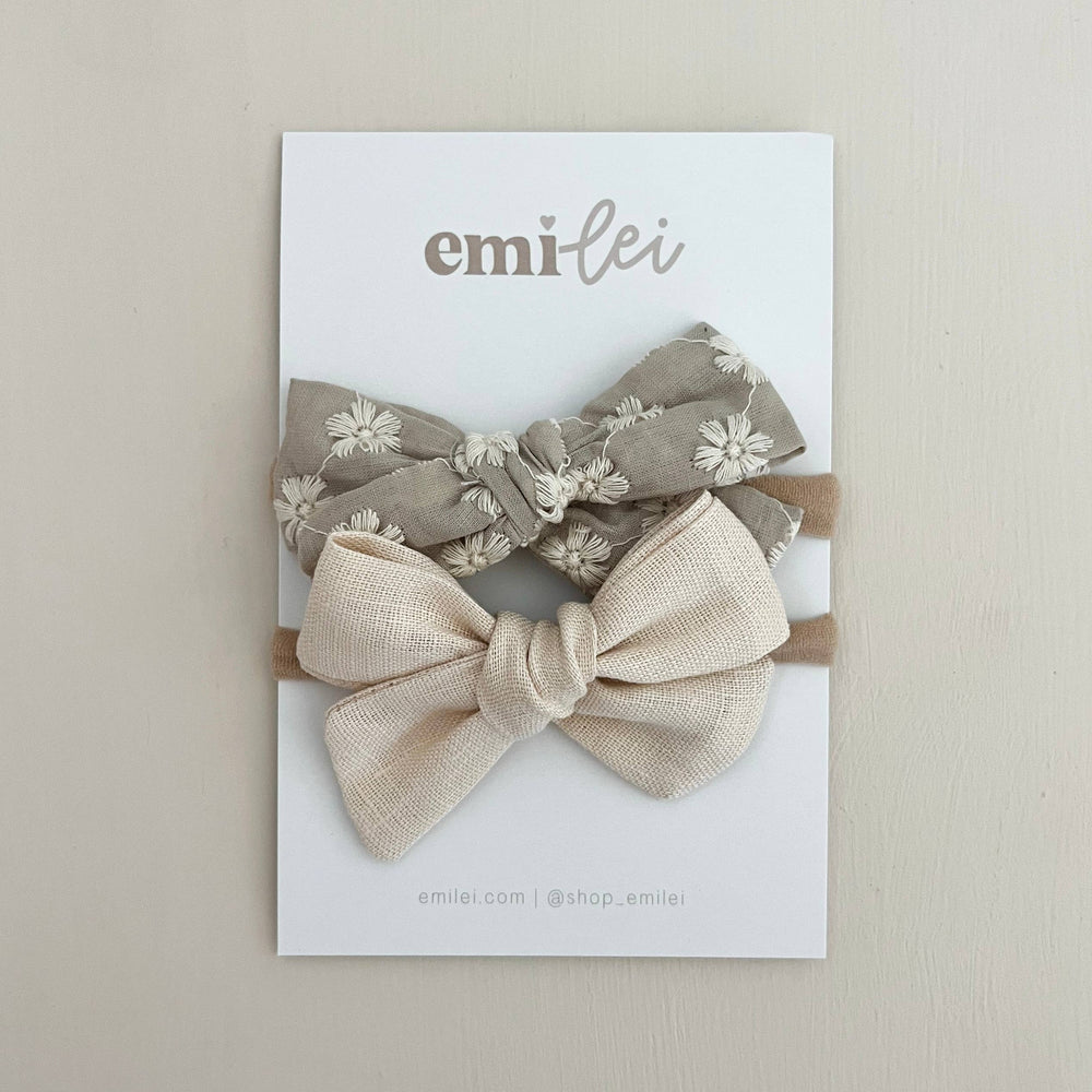 Sage Nylon Bow Headband Set