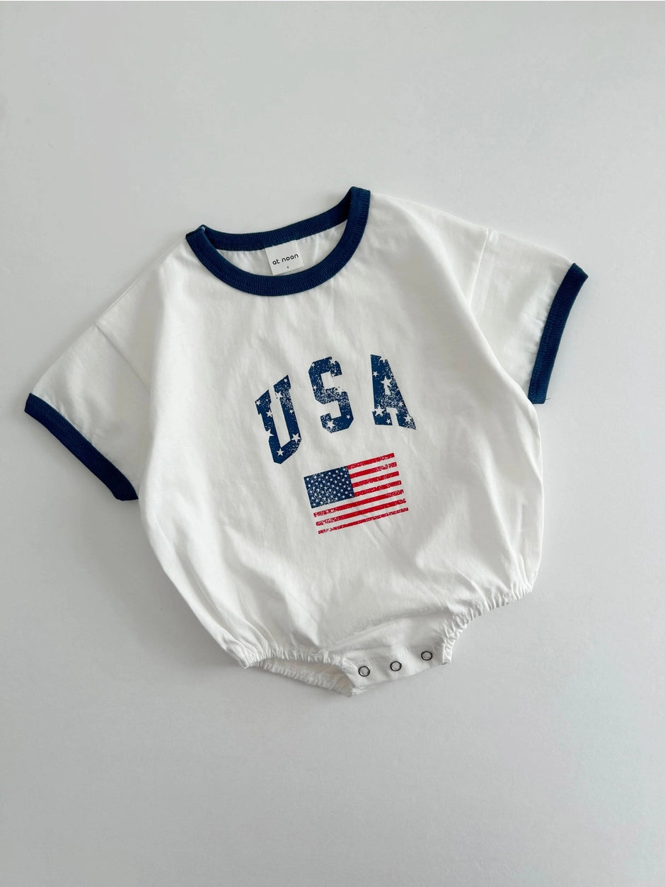 Vintage Print Ringer Romper