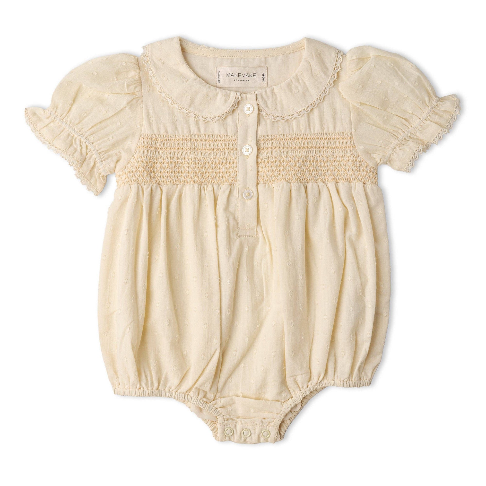Organic Smocked Butter Romper