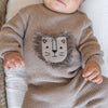 Lion Applique Chunky Sweater Knit Baby Jumpsuit