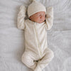 Cream Speckle Ribbed 2-Way Zip Footie