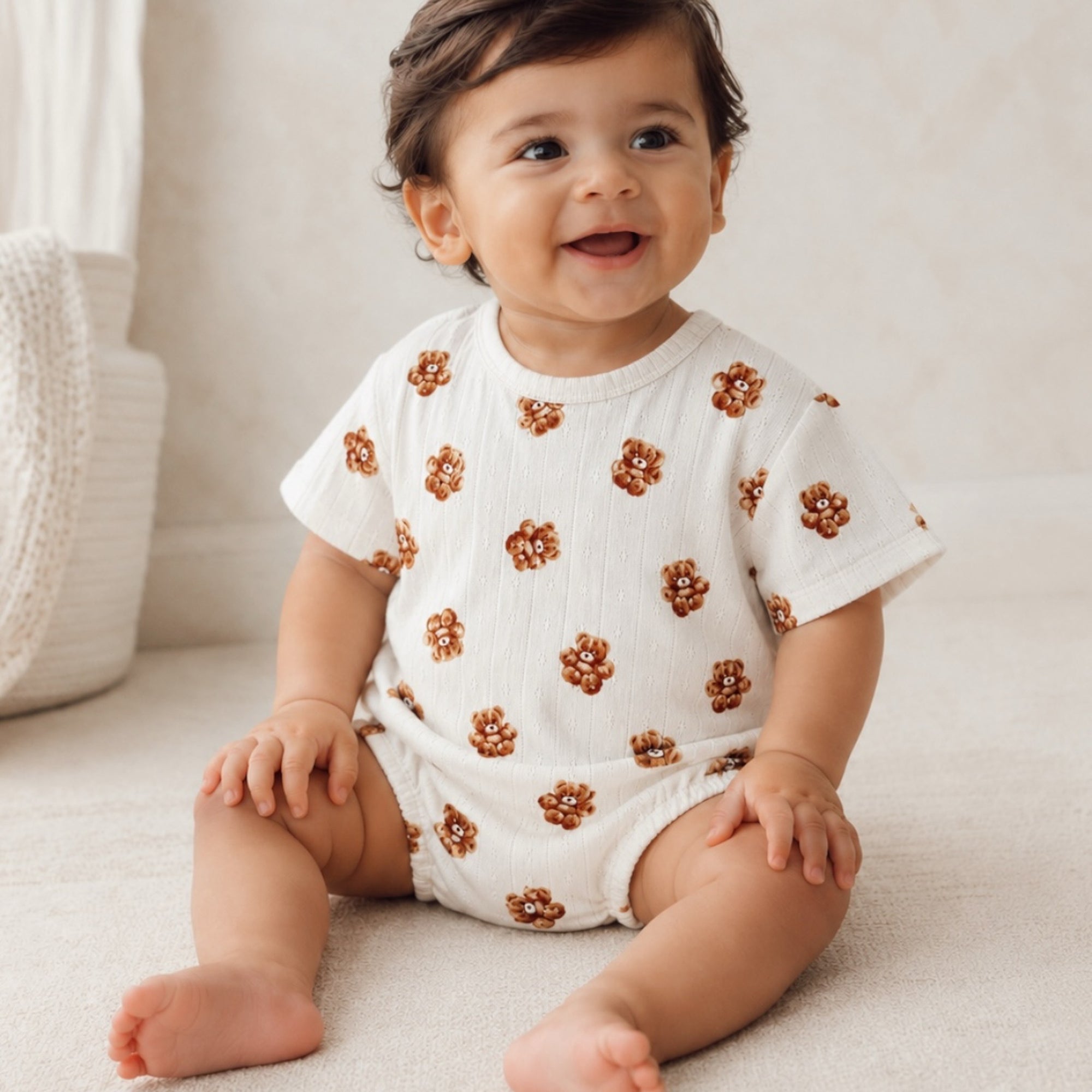 Teddy Bear Pointelle T-Shirt Bubble