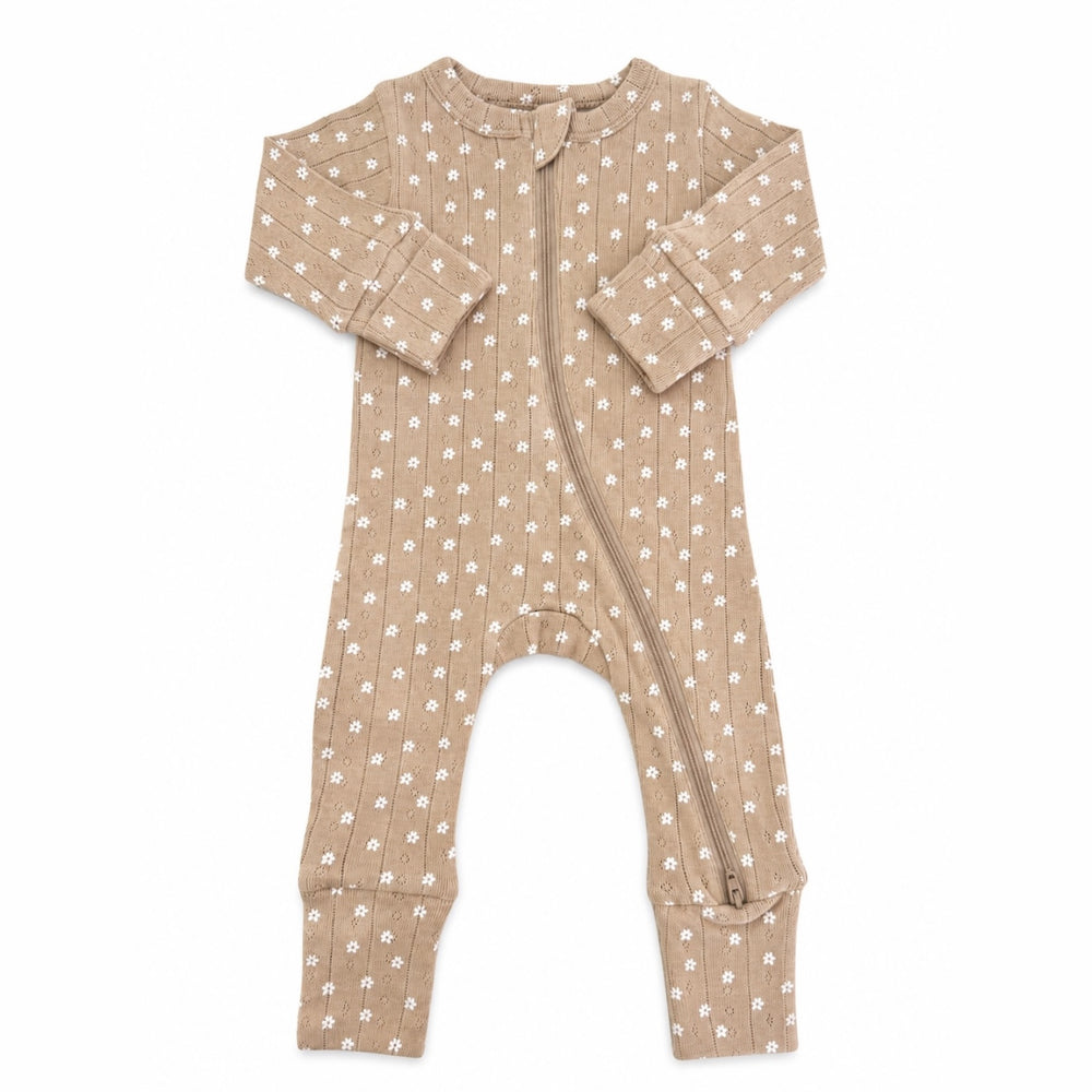 Almond Bloom Pointelle 2-Way Zip Romper