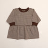 Kelsey Dress in Turtledove Chocolate Stripe detail view