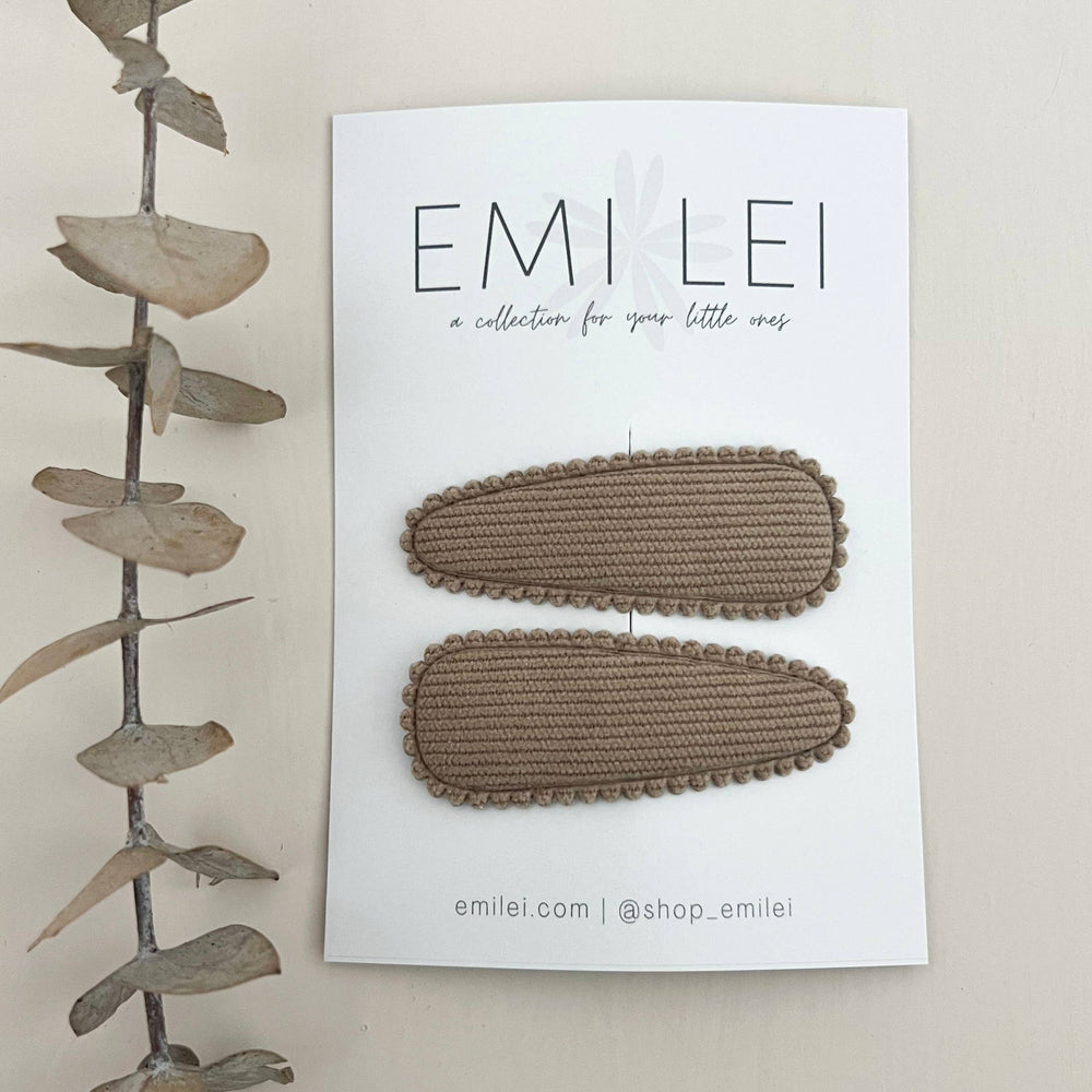 Brown Fabric Hair Clip Snap Barrettes