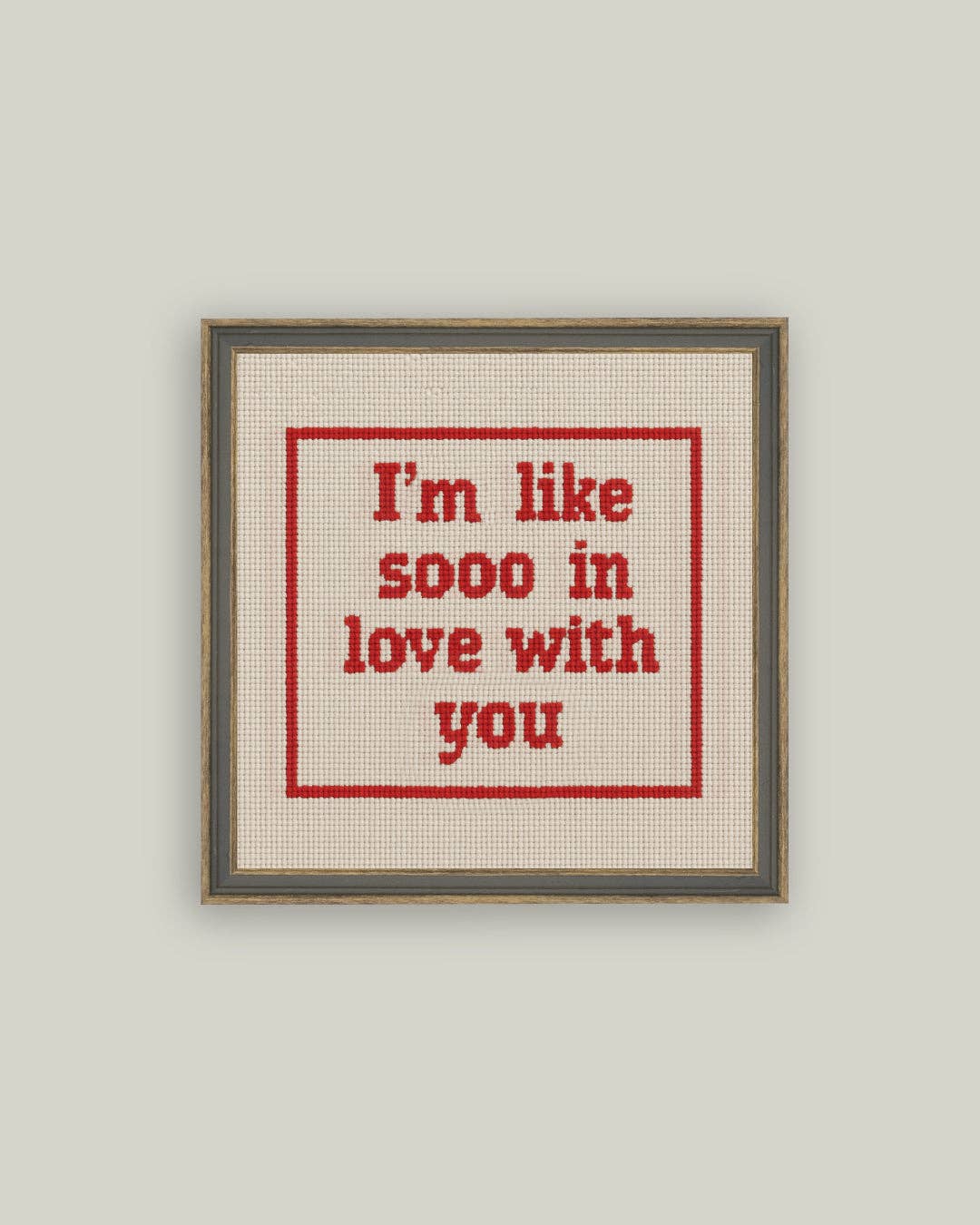 Cross Stitch In Love Framed Print - 8x8