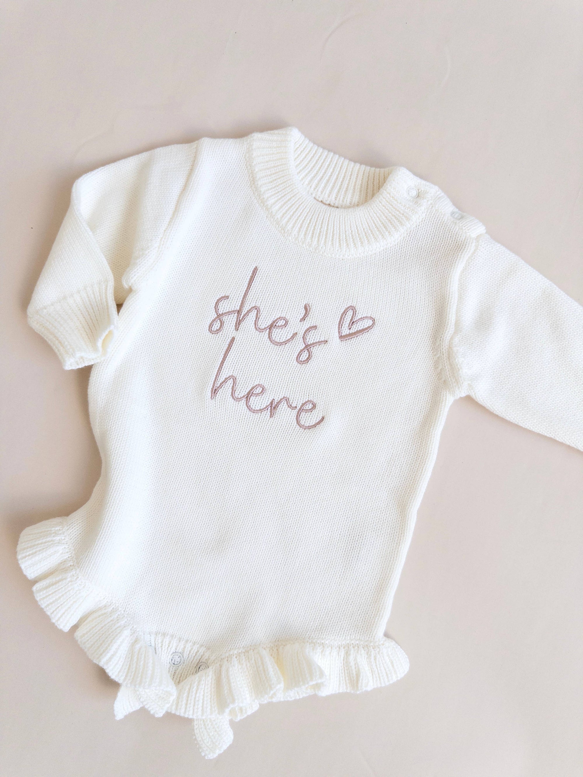 Frill Leg Knit Romper - Cloud