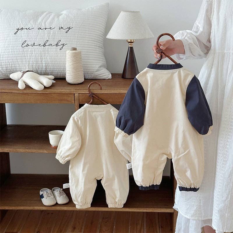 Puppy Color Block Romper baby romper side view