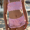 Pink Crochet Skirted Bikini