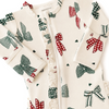 Ruffle Footie Country Christmas Bows zipper detail