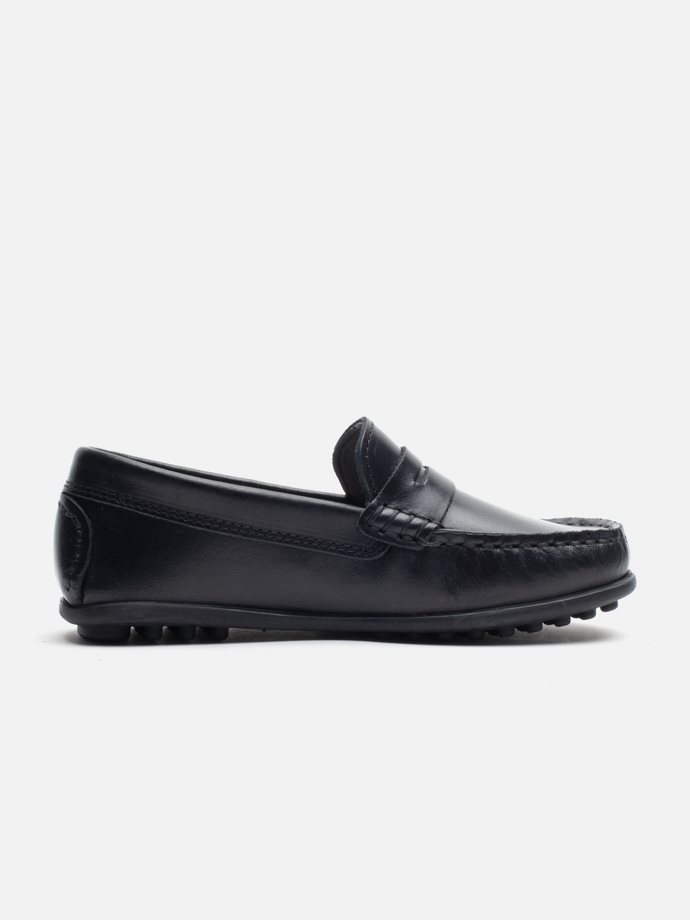 Alex Black boys black leather penny loafers