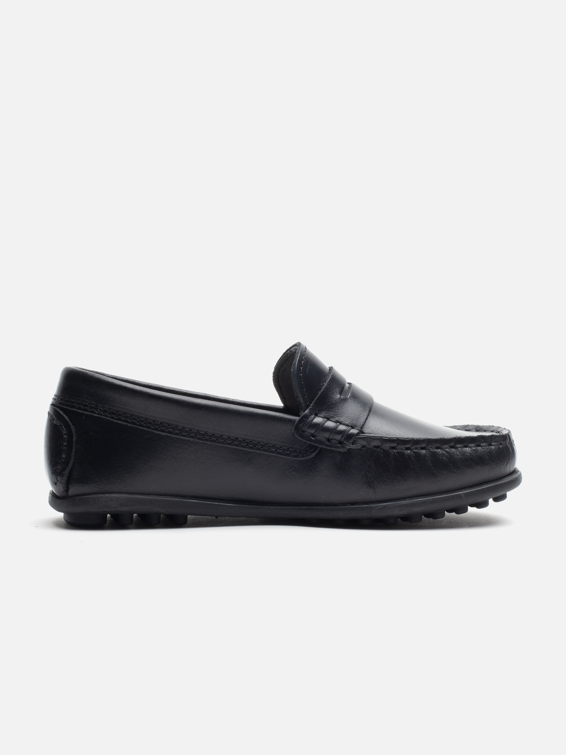 Alex Black boys black leather penny loafers