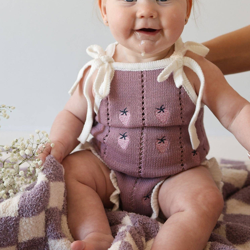 Strawberry Knit Baby Romper