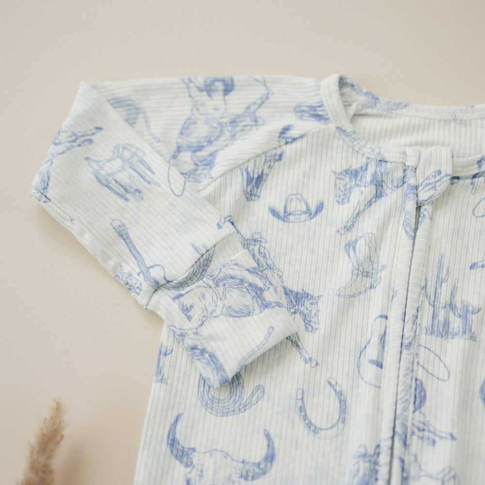 Cowboy Blues Ribbed Zip Pajamas