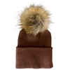Sandalwood Fur Pom Hat - Newborn