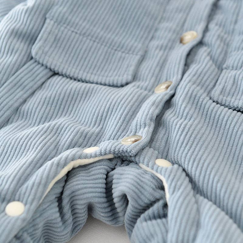 Blue Pup Corduroy Romper size chart