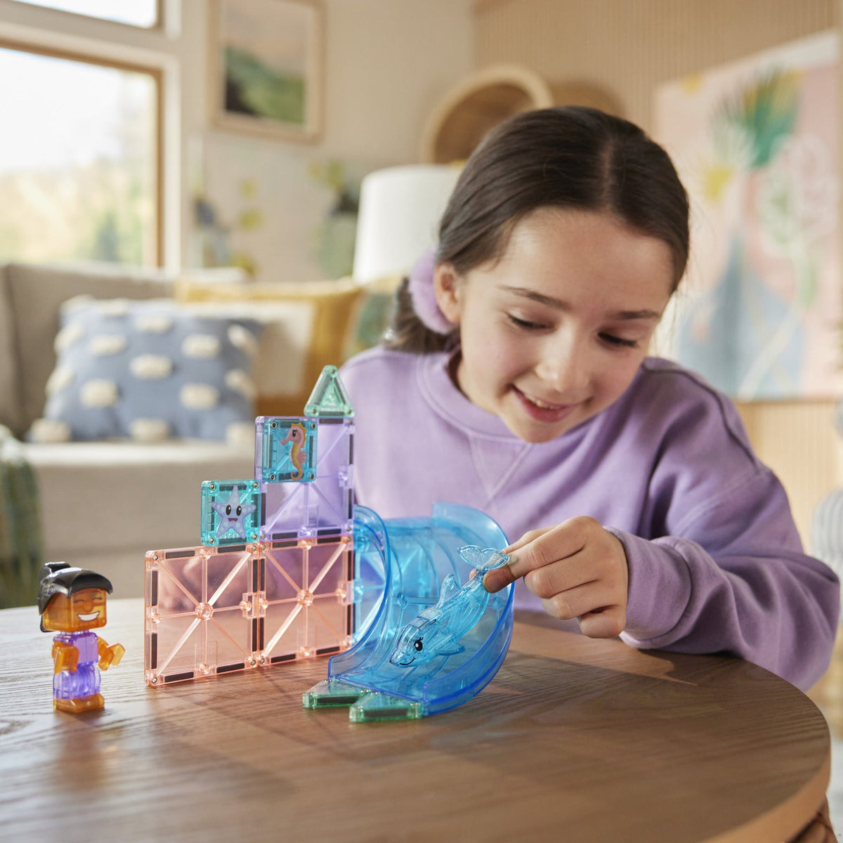 Magna-Tiles Dolphin Bay girl playing