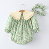 Mint Floral Print Baby Romper
