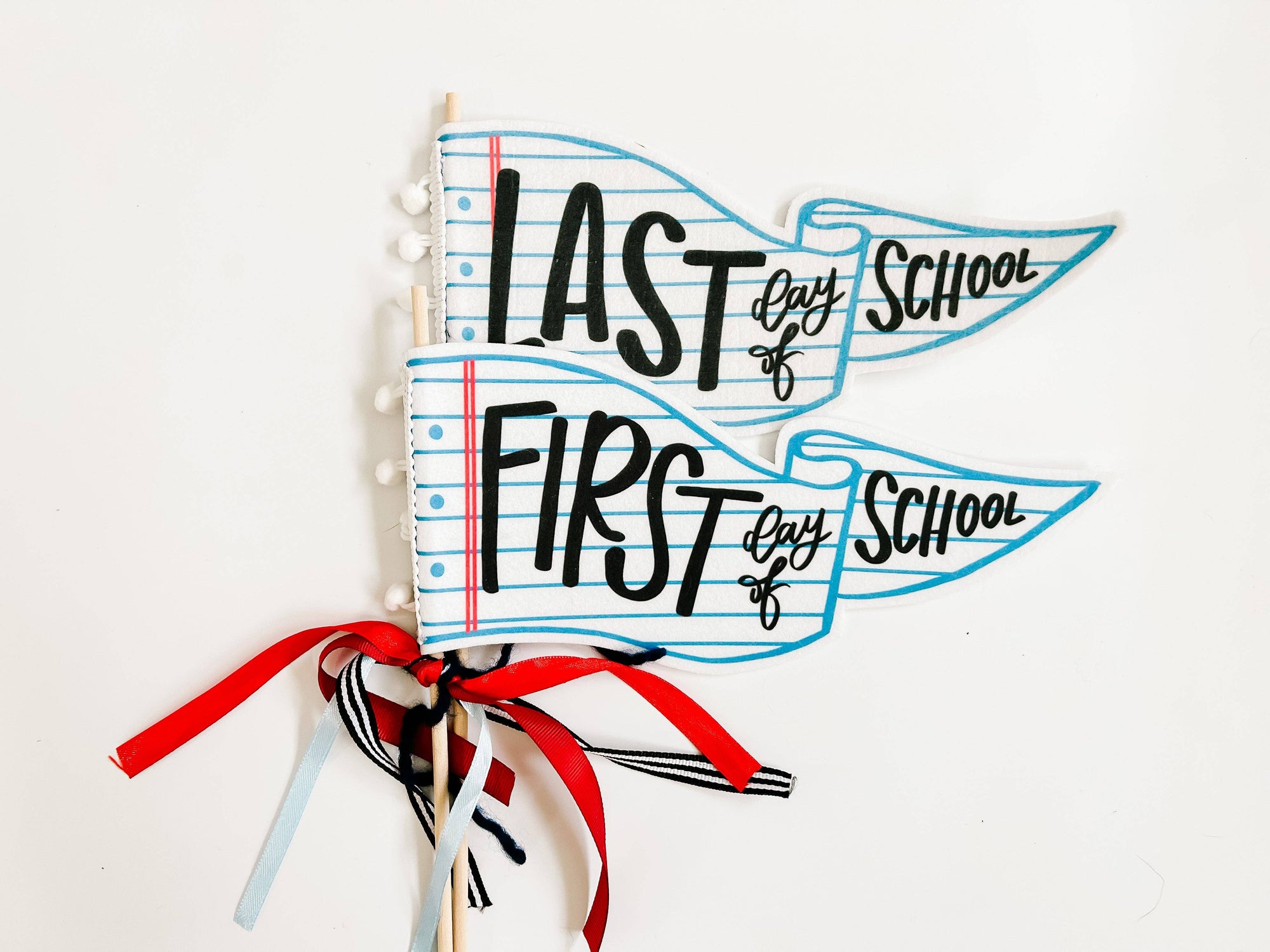 First Last Day of School Pennant Flag felt and wood