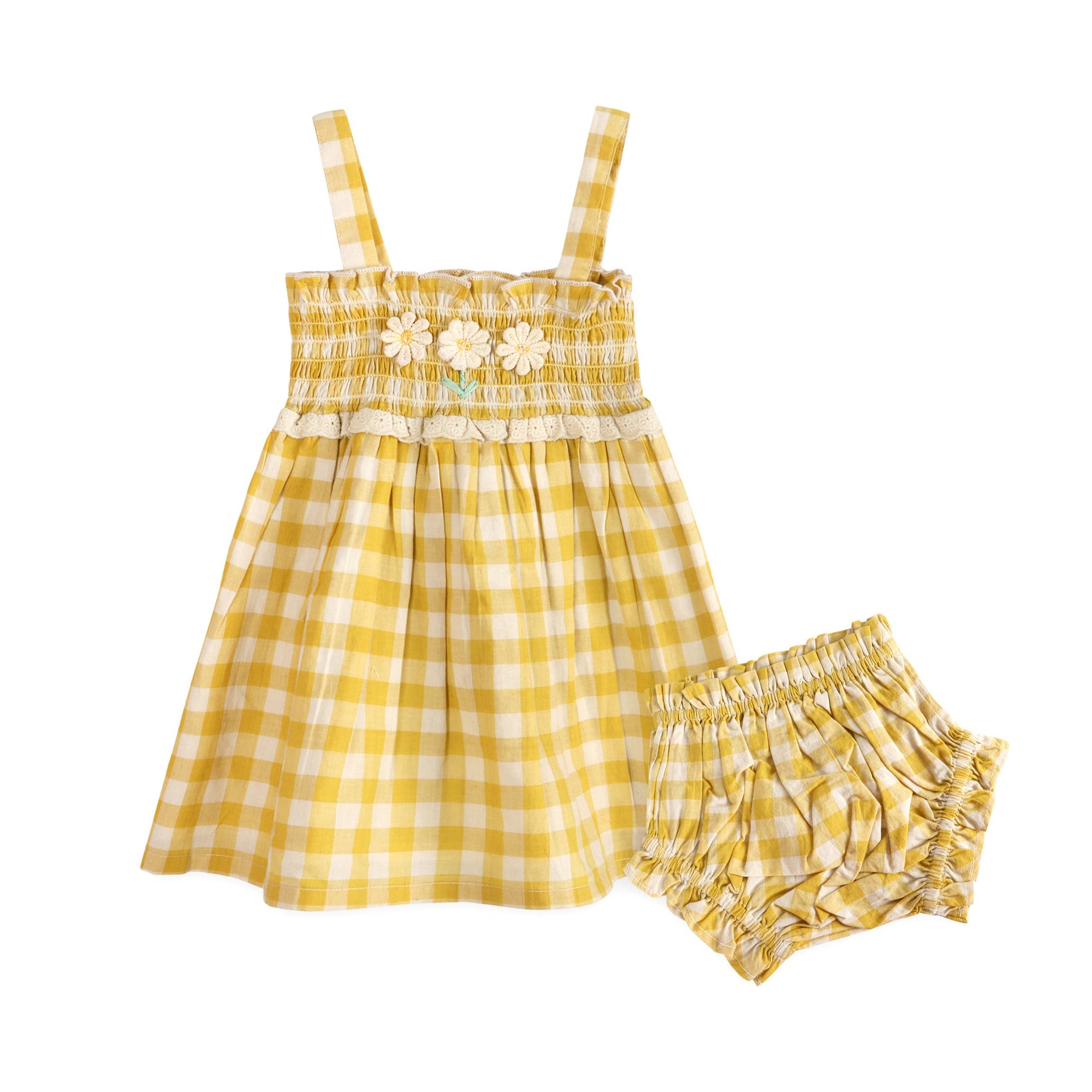 Bonnie Gingham Smocked Baby Dress + Bloomer