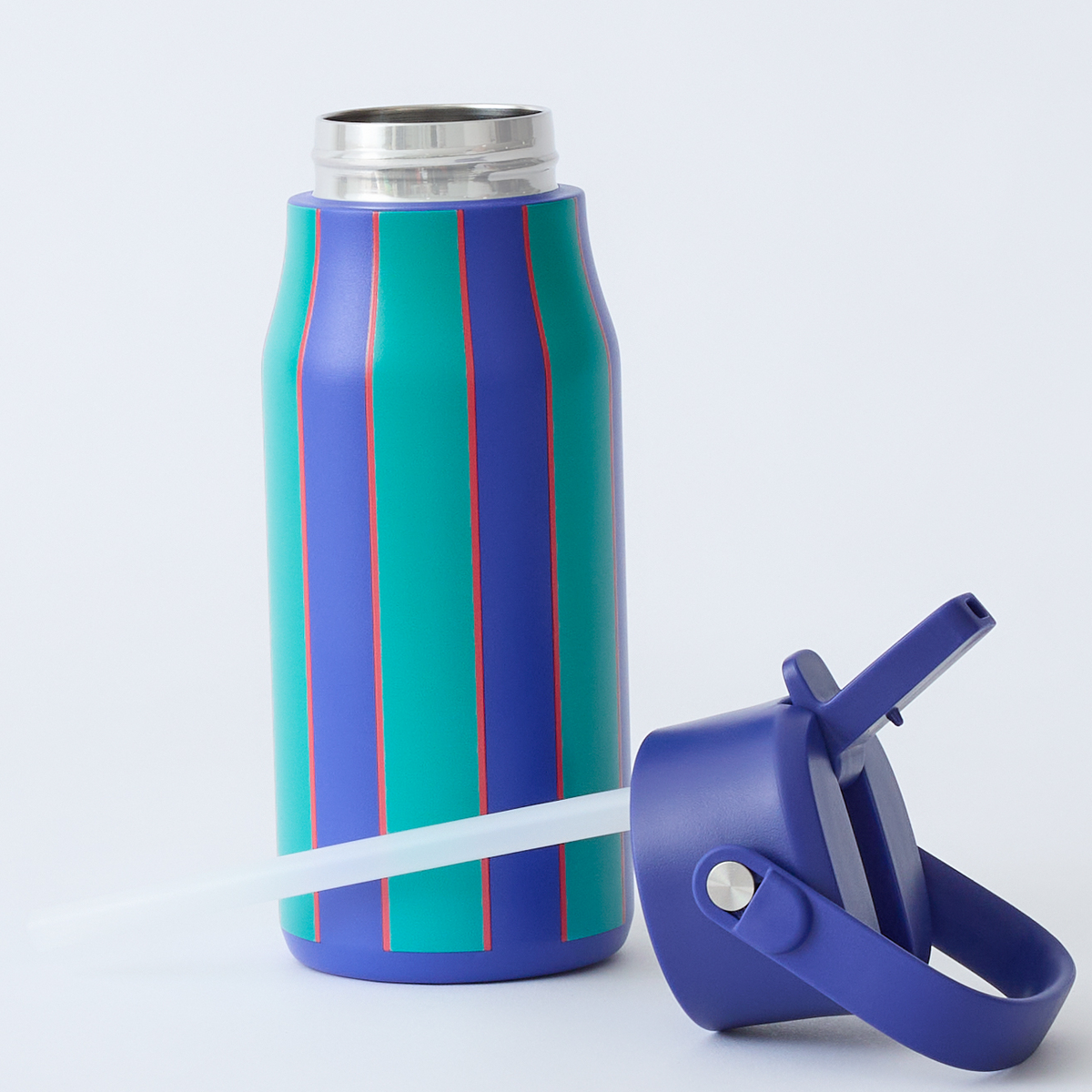 Cool Kid Water Bottle Navy & Green Stripe