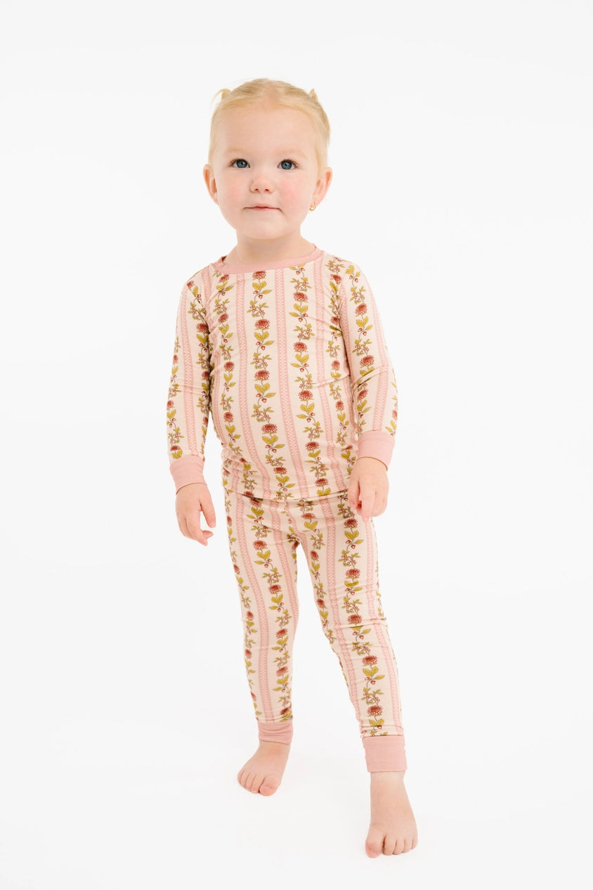 Vintage Floral Stripe Bamboo Set