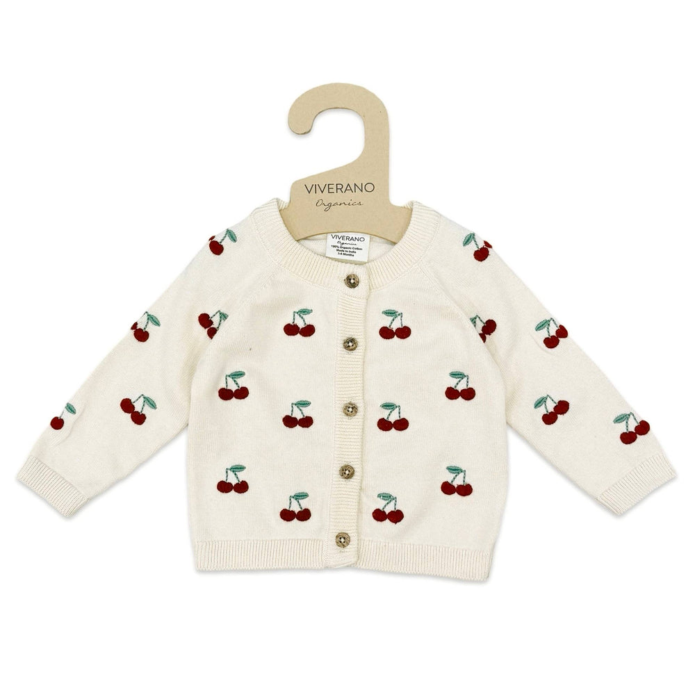 Cherry Embroidered Baby Cardigan