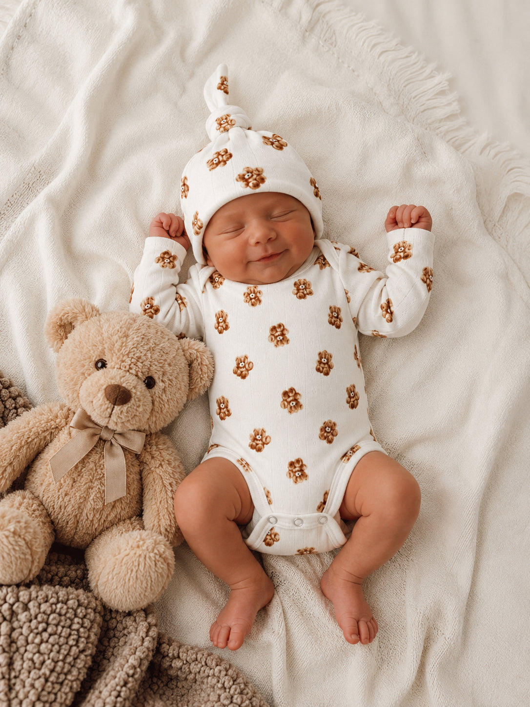 Teddy Bear Pointelle Long Sleeve Bodysuit baby lifestyle photo