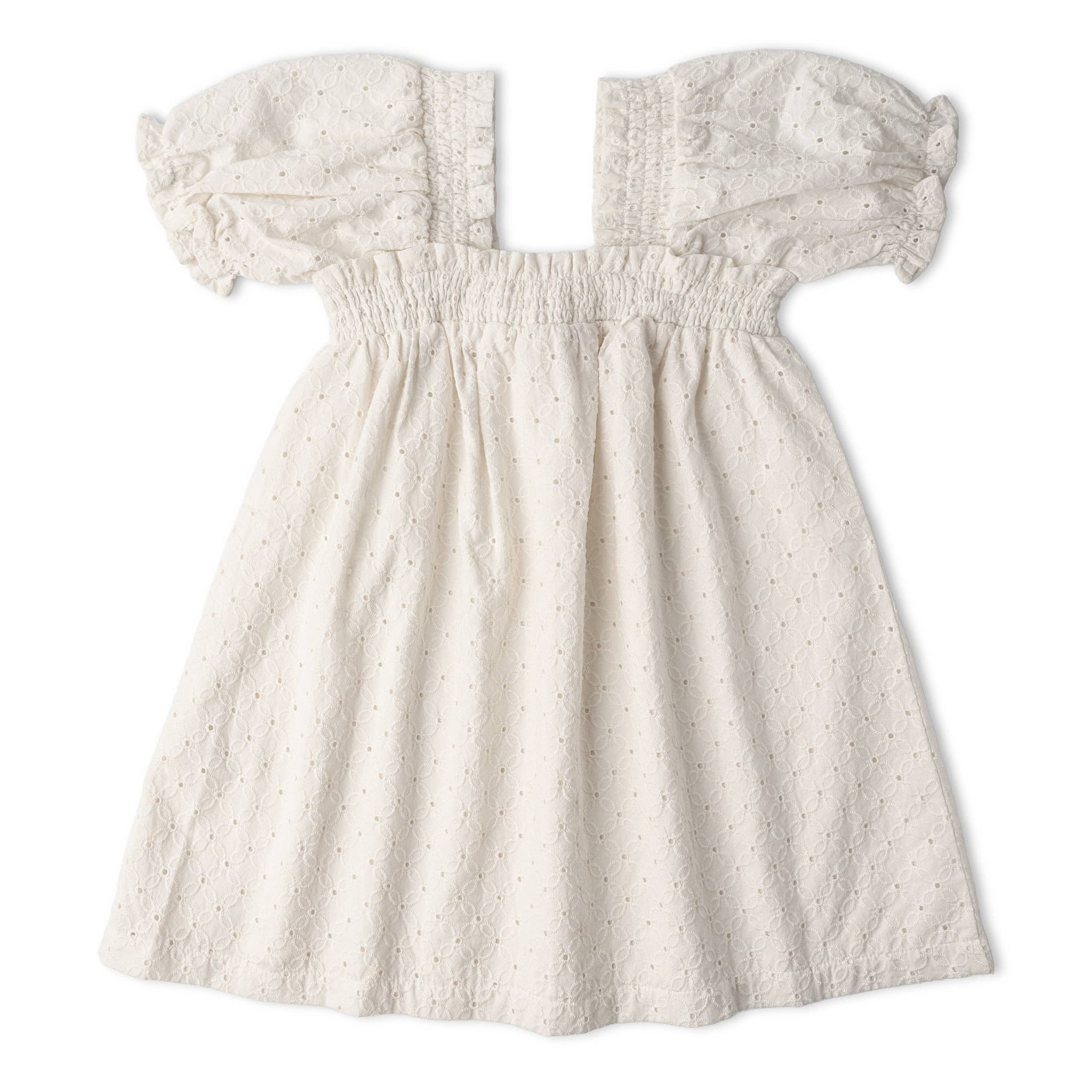 Organic Eyelet Bubble Sleeve Dress