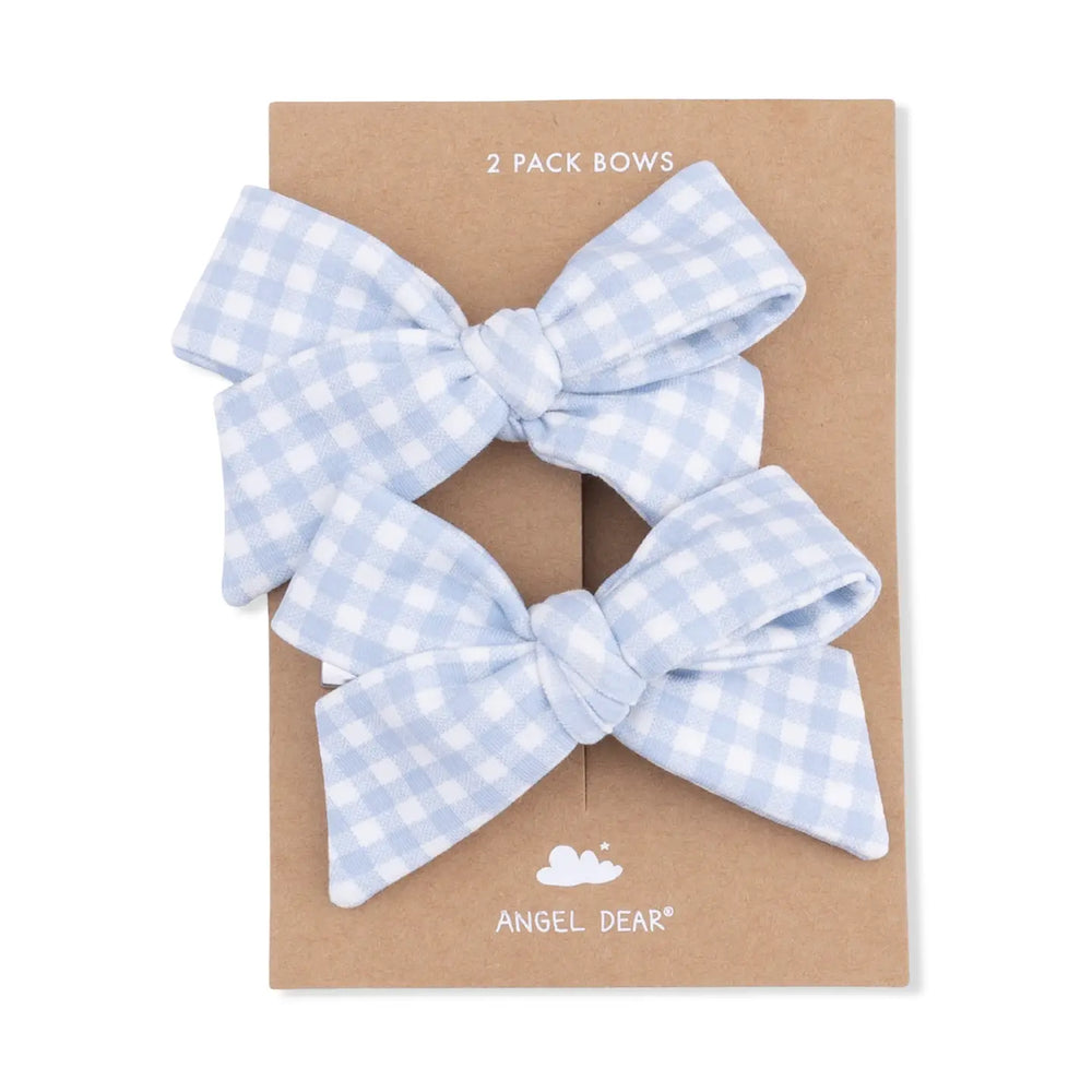 Mini Gingham Blue - 2 Pack Bow Clips