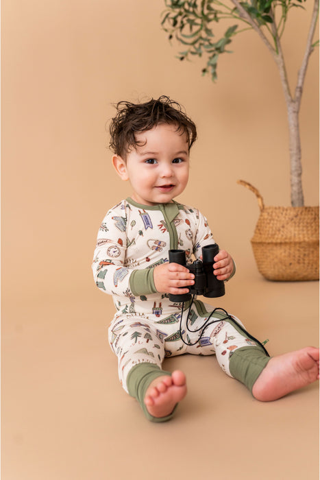 Little Explorer Zip Romper trim detail