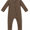 Chestnut Gingham Ribbed Zip Pajamas