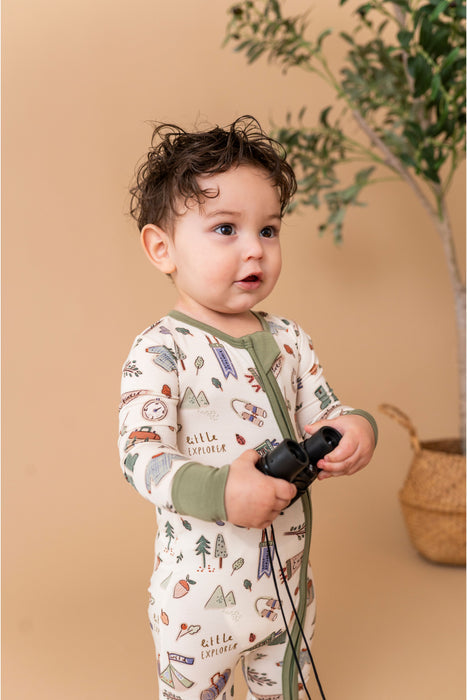 Little Explorer Zip Romper zipper detail