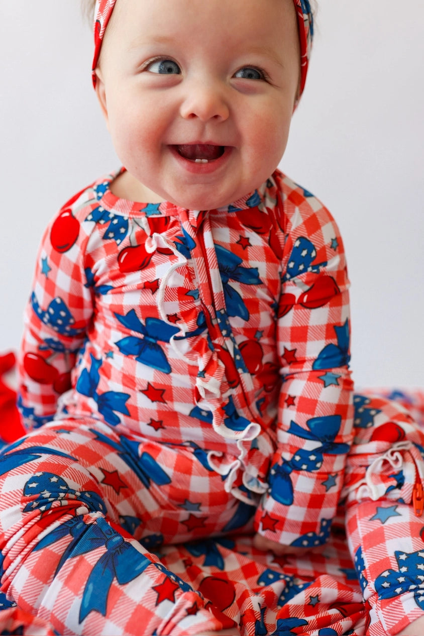 Star-Spangled Cherries Ruffle Romper