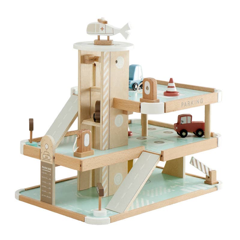 Little Tot Parking Lot wooden toy garage playset