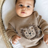 Lion Applique Chunky Sweater Knit Baby Jumpsuit