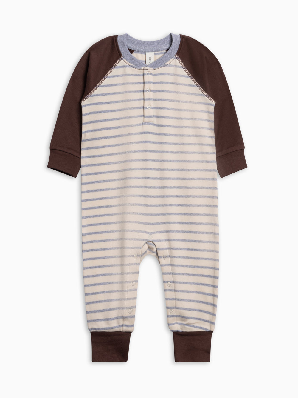 Brix Henley Romper Bob Stripe organic baby romper