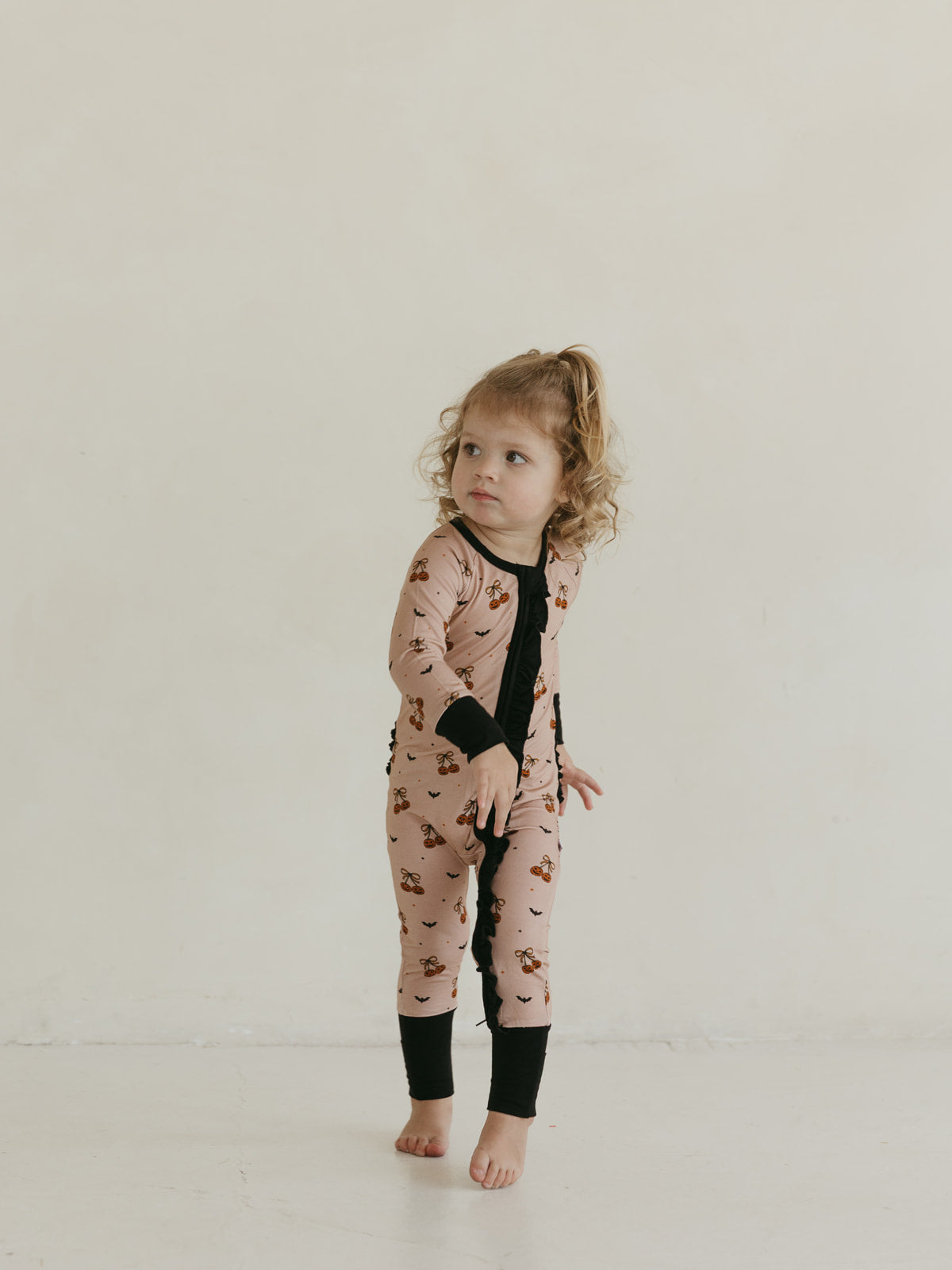 Pumpkin Cherries Ruffle Zipper Pajamas