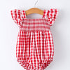 Summer Plaid Smocked Romper