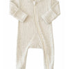 Cream Speckle Ribbed 2-Way Zip Footie detail view