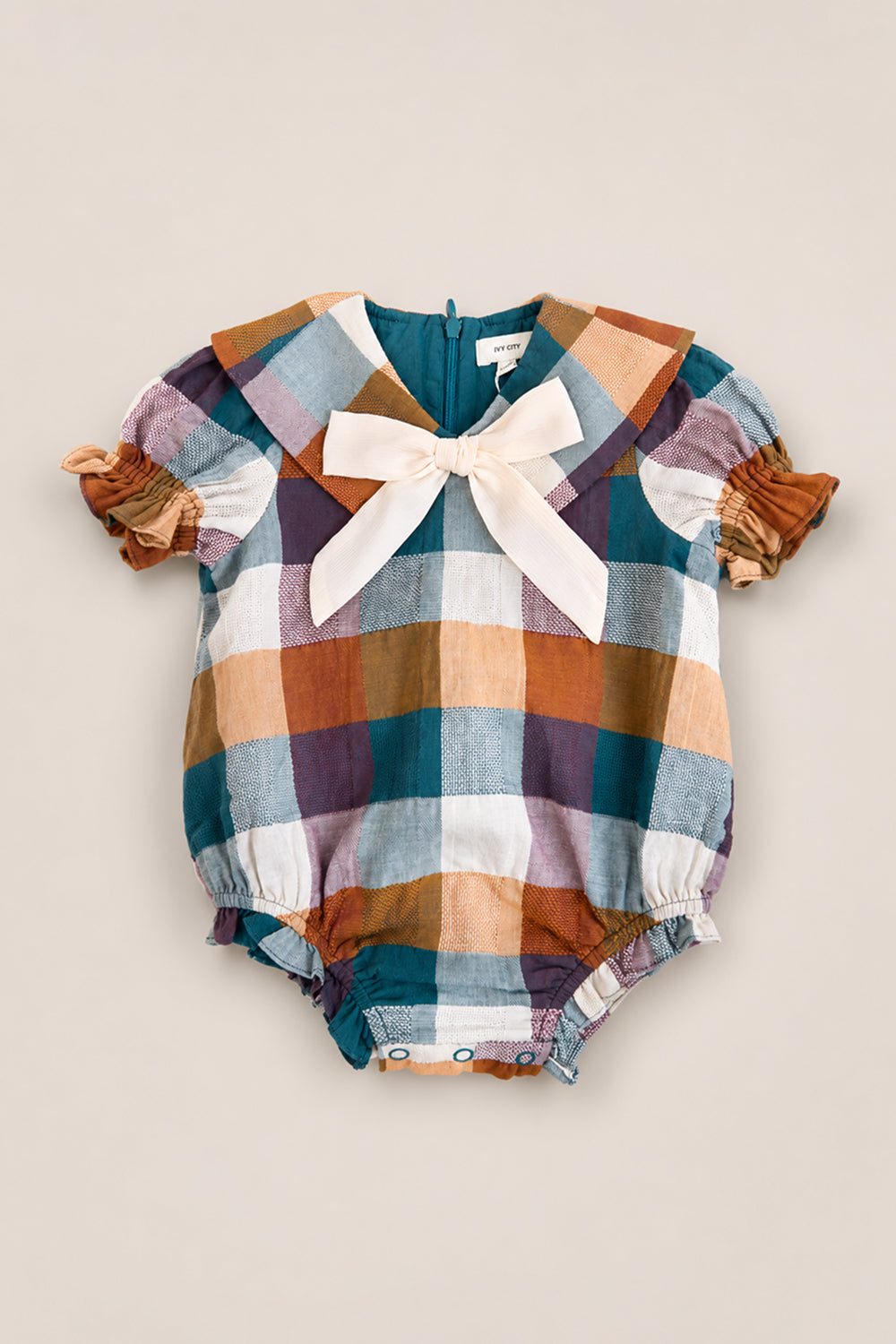 Baby Alice Romper in Maize Gingham