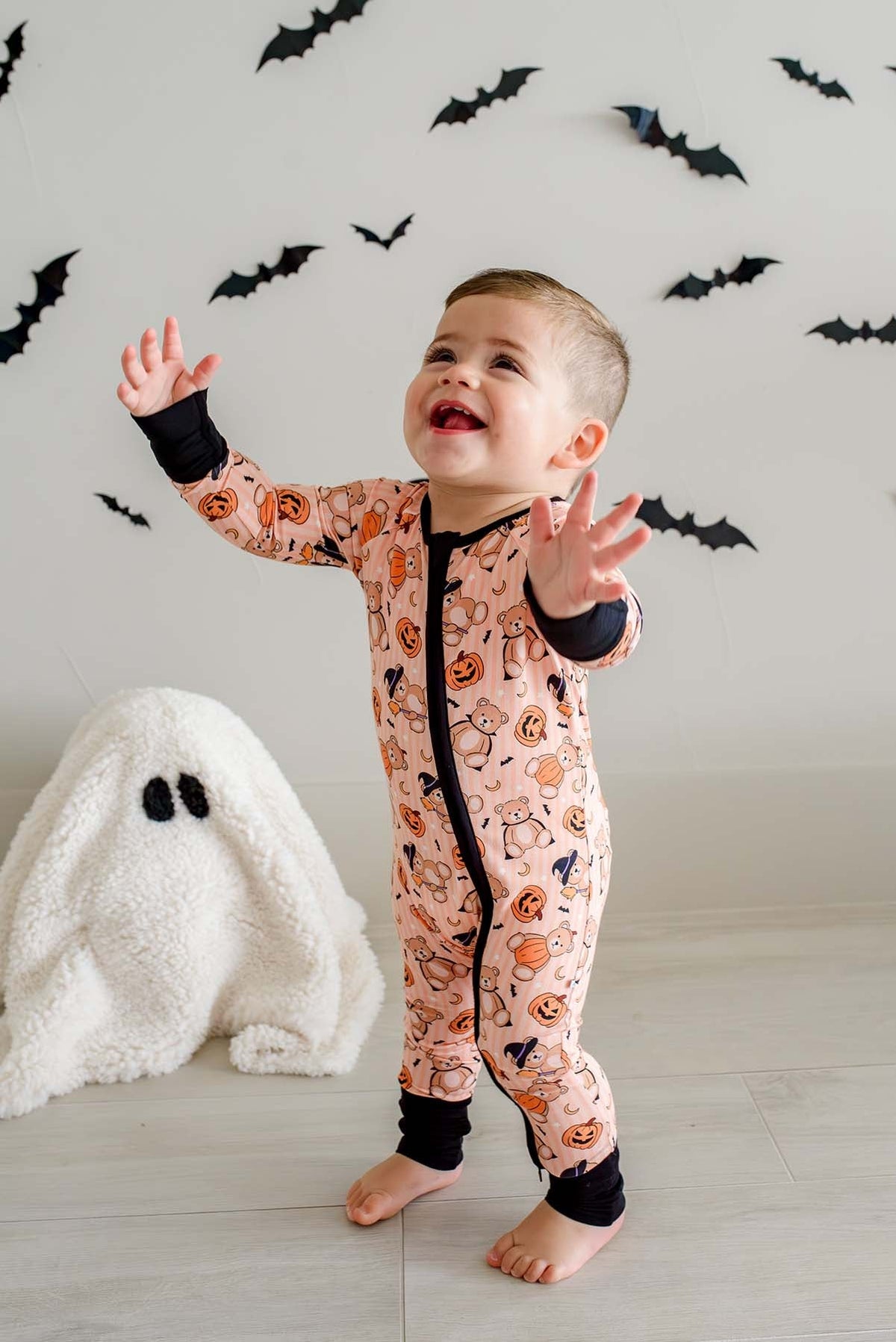 Halloween Convertible Zip Romper Beary Scary lifestyle