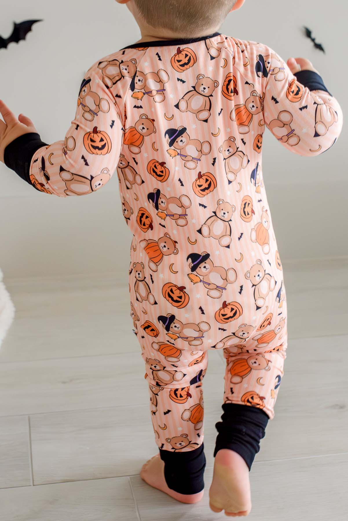 Halloween Convertible Zip Romper Beary Scary back view