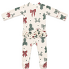 Ruffle Footie Country Christmas Bows ruffle waist detail