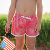 Red Gingham Swim Trunk