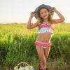 Blue Floral and Gingham Bikini