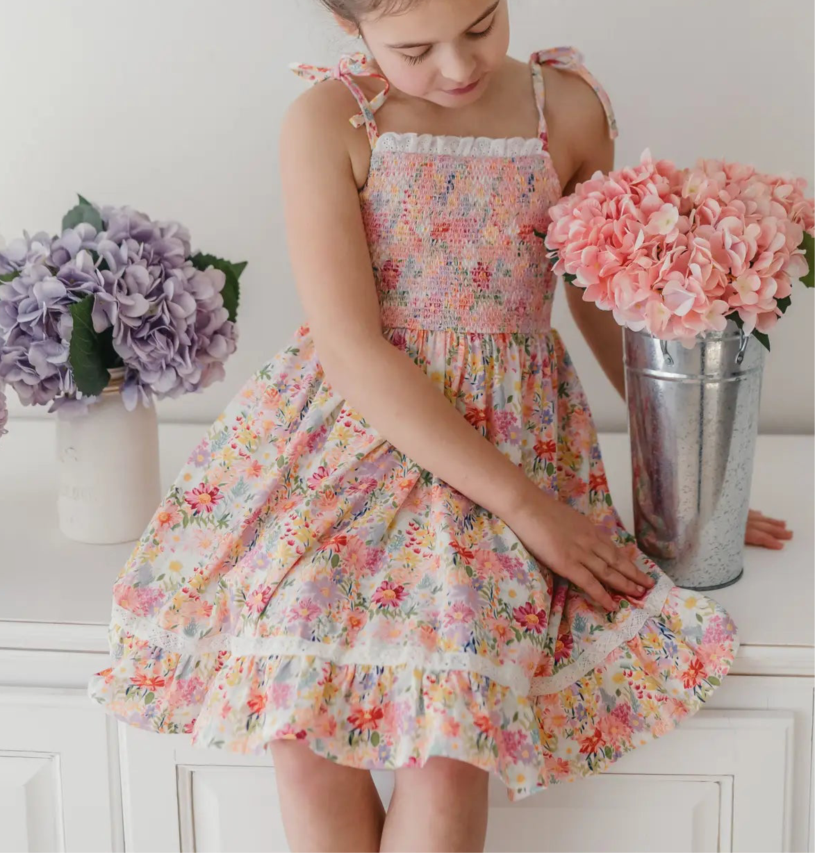 Elara Smocked Knit Dress
