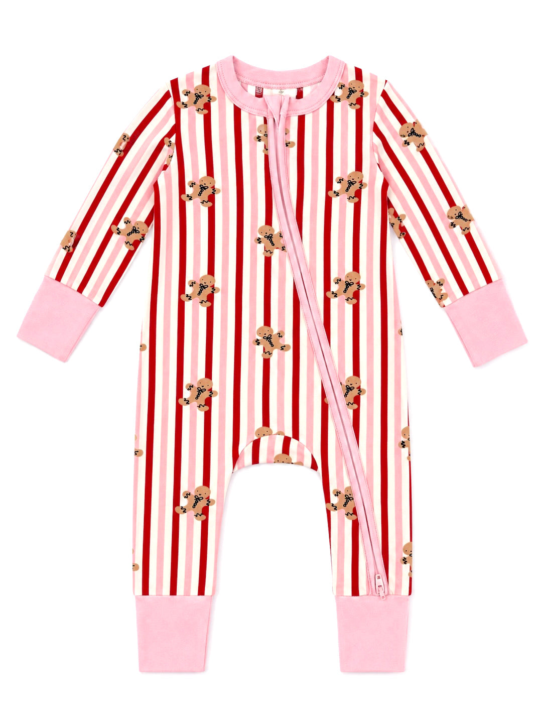 Zip Romper Gingerbread Lane Pink flat lay detail view