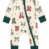 Zip Romper Country Christmas Bows detail view